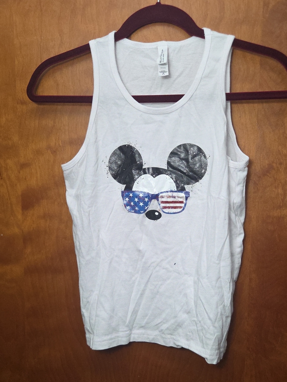 Mickey Mouse White Kids Tank Top with Patriotic Sunglasses Graphic